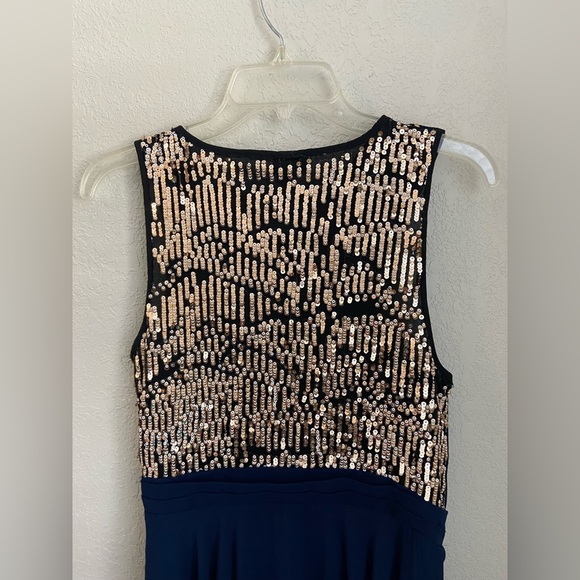 NWOT, 3.1 Phillip Lim for Target Navy Chiffon Dress Mettalic Gold Sequins Size 4 - Picture 6 of 14